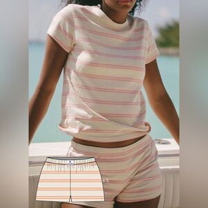 Parke Cream and Pink Athletic Shorts Lightweight Design